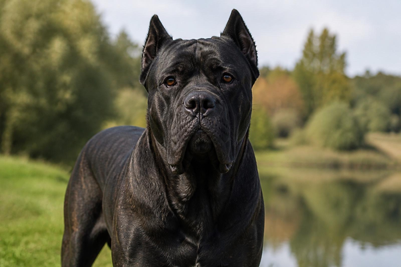 Cane Corso adulto em postura alerta